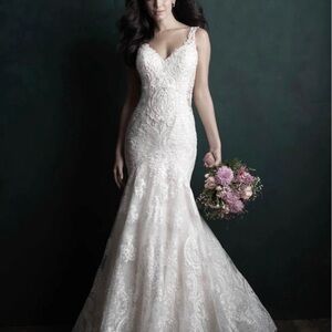 Allure Bridals Lace Mermaid Wedding Dress in White